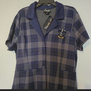 Harry Potter Ravenclaw Her Universe Navy and Gray Plaid Button Down Dress